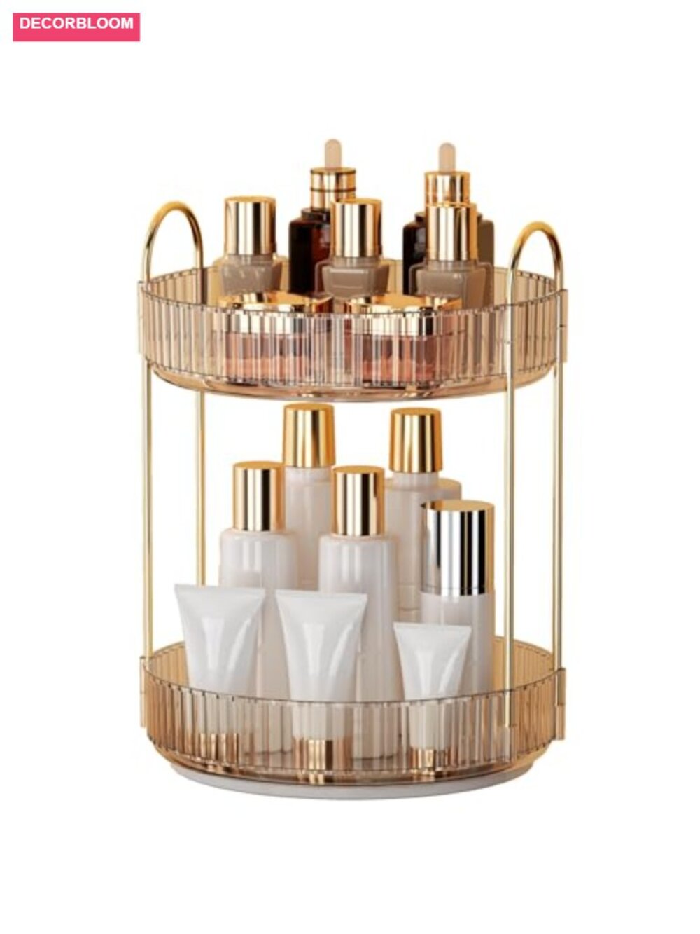 360 Rotating Makeup Organizer 2 Tier Vanity Countertop Lazy Susan Cosmetic